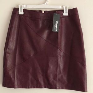 Oxblood faux leather skirt